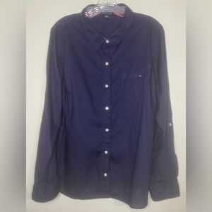 Tommy Hilfiger Women’s Cotton Roll-Tab Button-Up Shirt - Size XL